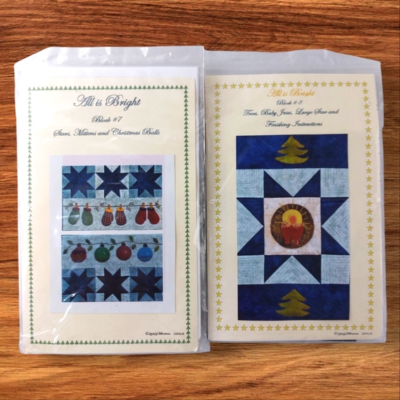 All Is Bright Quilt Block Kits Plus Felt and Fabric #7 #8 Christmas Mittens - Picture 1 of 5
